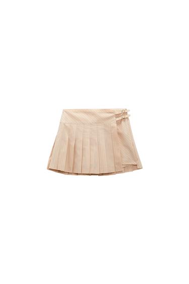 STRIPED PLEATED SKORT