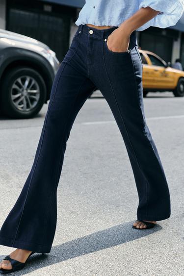 Z1975 FLARE TROUSERS WITH SEAM DETAIL - Indigo by Zara - Image 3