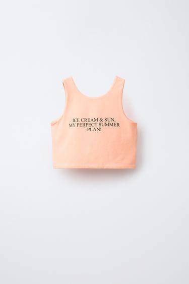 SLOGAN CROP TOP - Orange by Zara