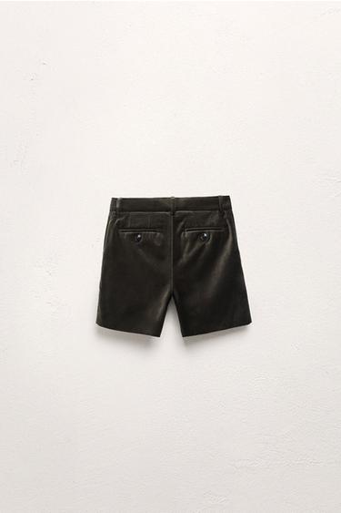 AGES 2-5 / LIMITED EDITION VELVET BERMUDA SHORTS - Dark green by Zara - Image 1
