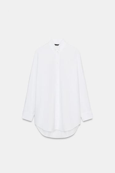 Zara OVERSIZED OXFORD SHIRT - White