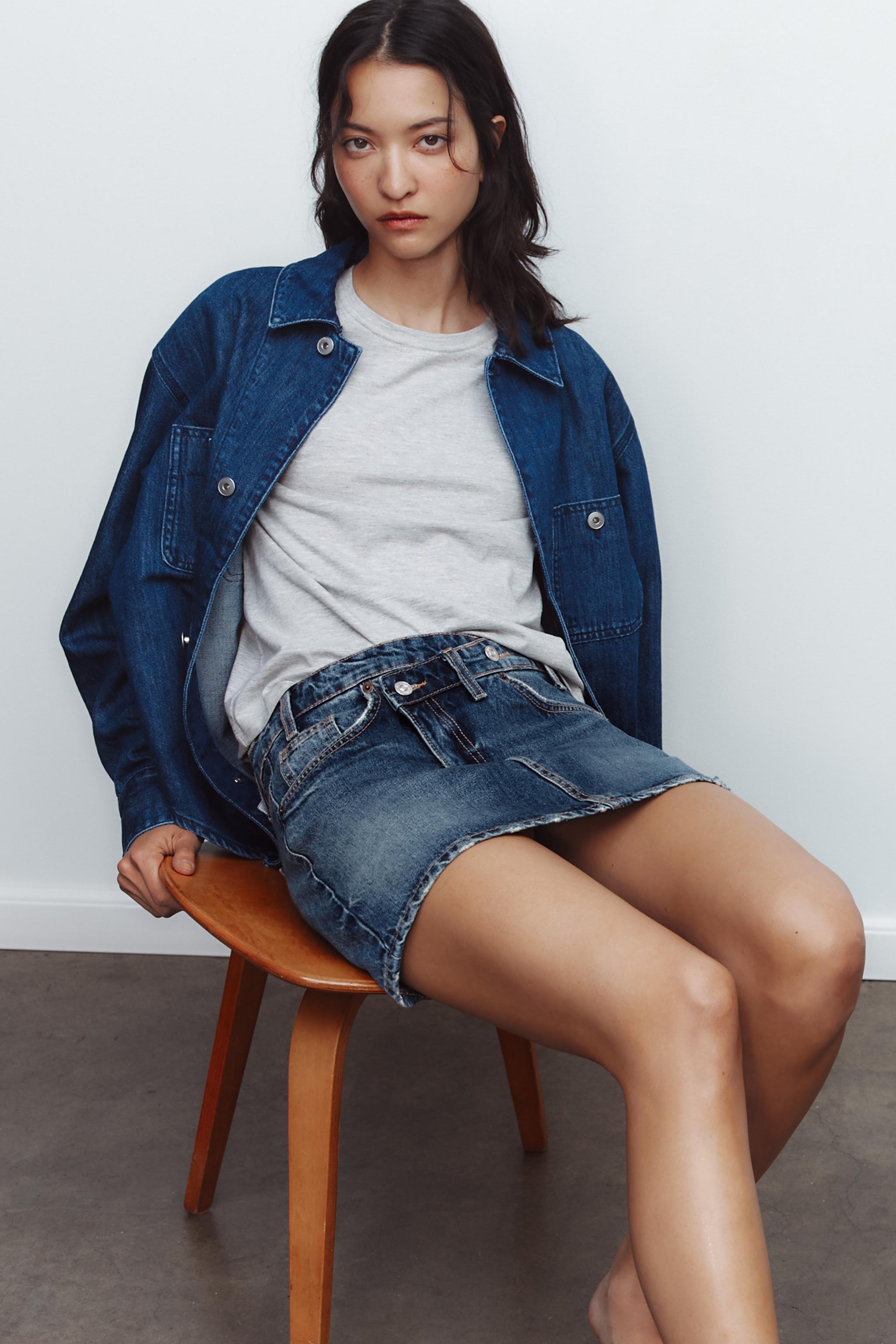 TRF CROSS-WAIST DENIM SKIRT - Dark indigo | ZARA United States
