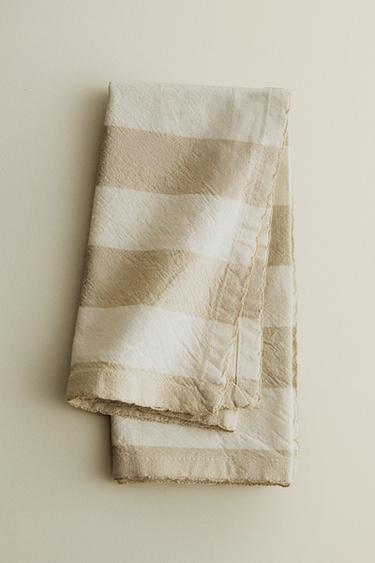 PACK OF DYED THREAD STRIPED NAPKINS (PACK OF 2) - Taupe grey by Zara