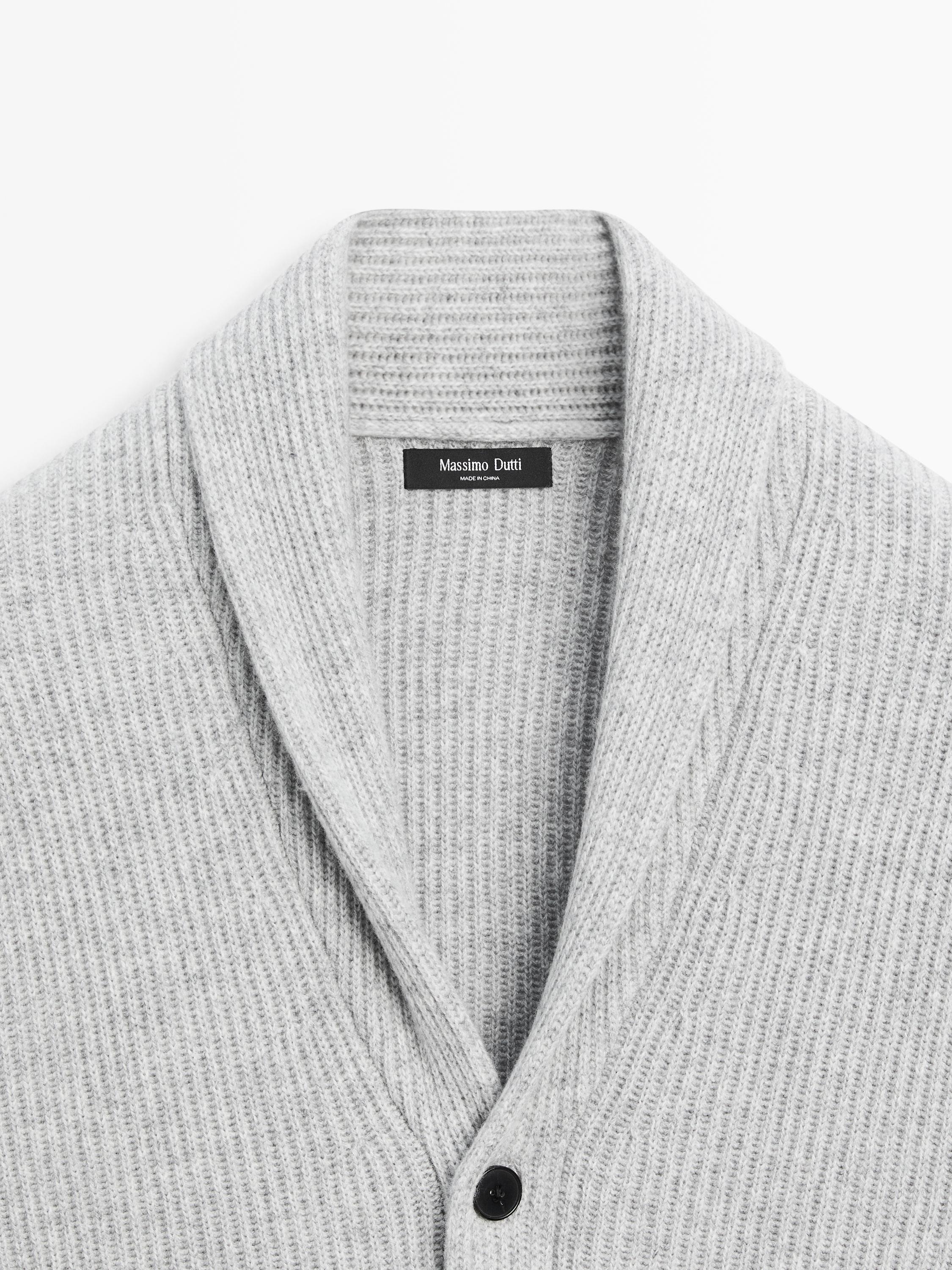 Knit wool blend cardigan with collar