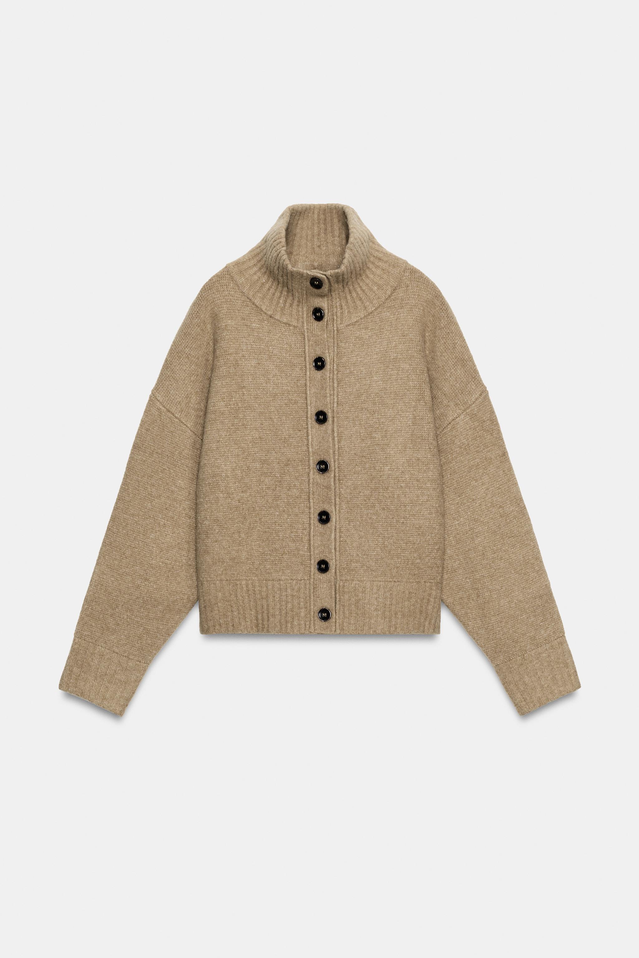 ハイネックニットカーディガン - ゴールデンブラウン | ZARA Japan / 日本