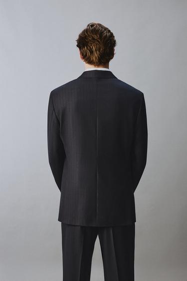 VESTE DE COSTUME À RAYURES 100% LAINE - Bleu marine de Zara - Image 2