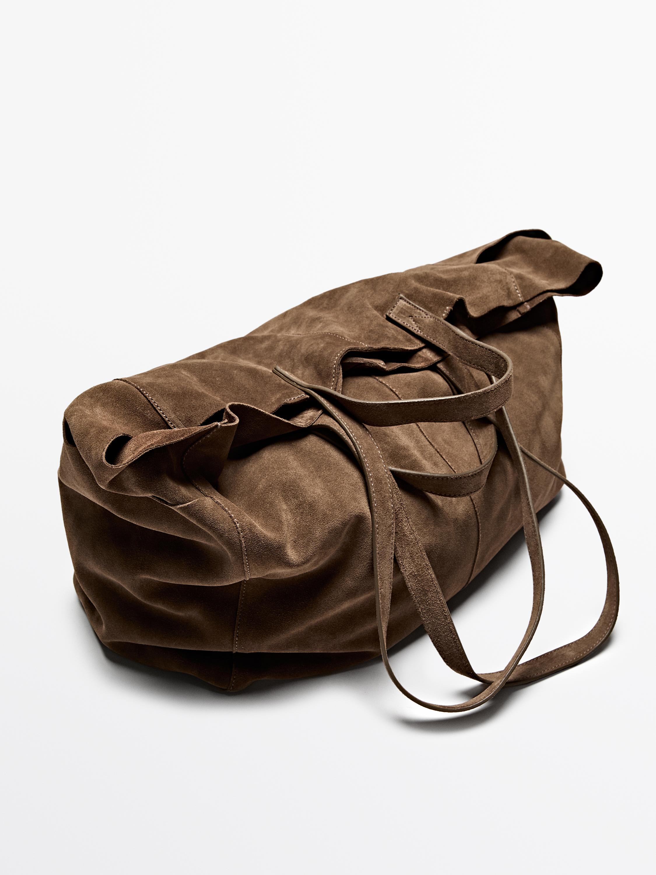 Grand sac cabas en croûte de cuir