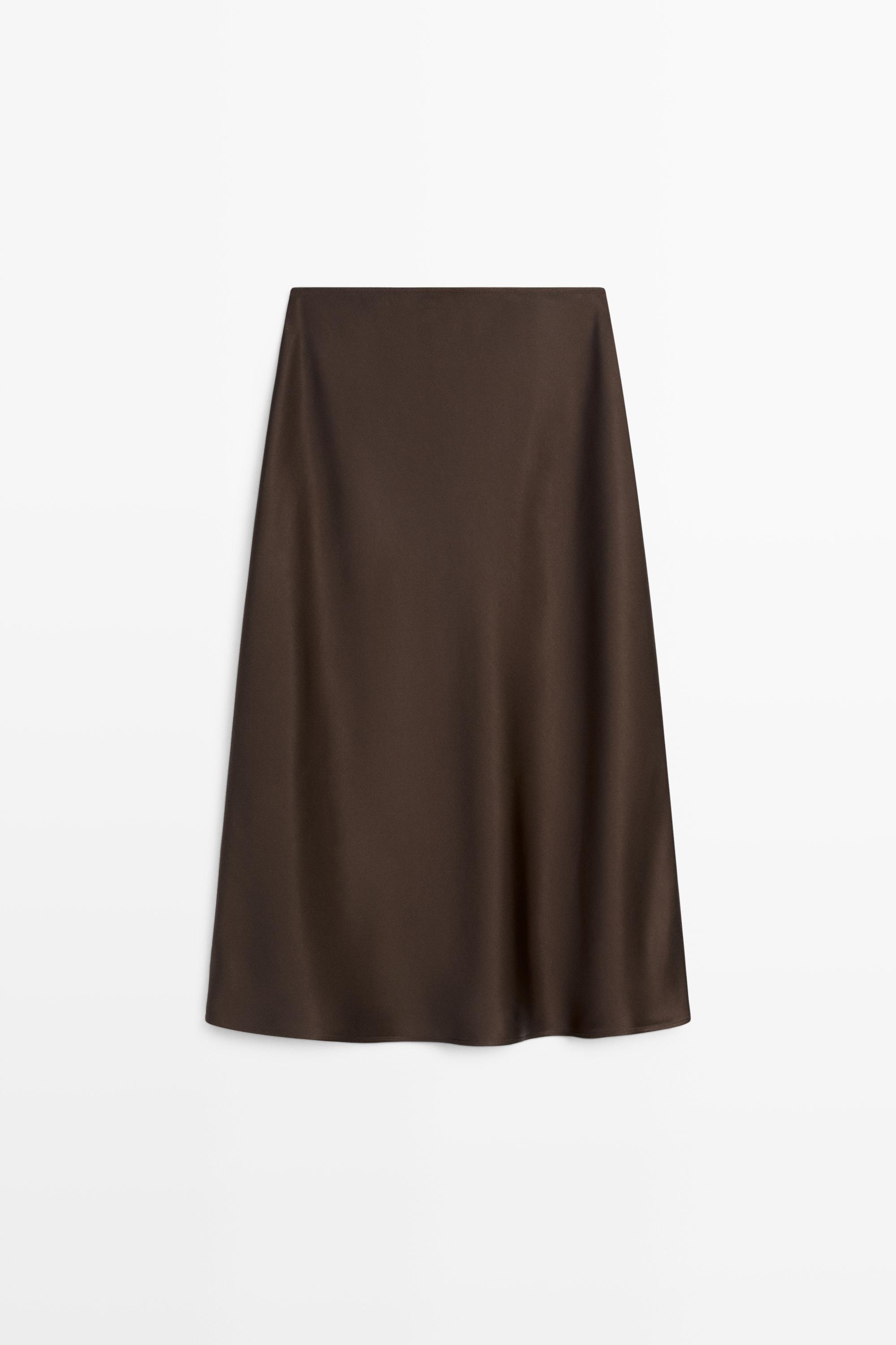 Satin midi skirt