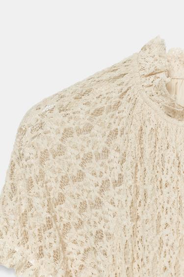 ROBE MI-LONGUE EN DENTELLE - Écru de Zara - Image 7