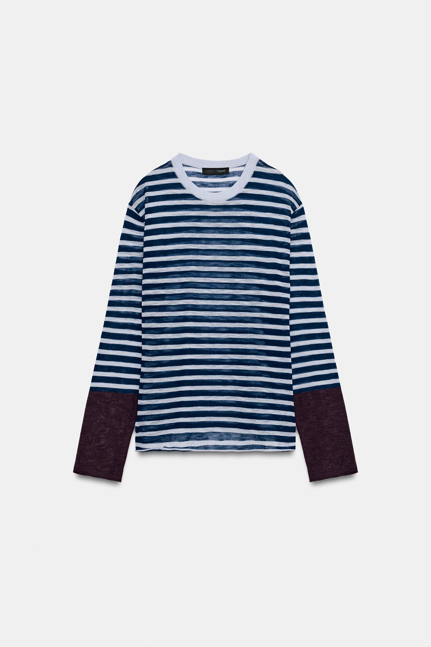 Свитер Zara Striped Knit Jumper, цвет: Синий / Тёмно-синий — фото 5