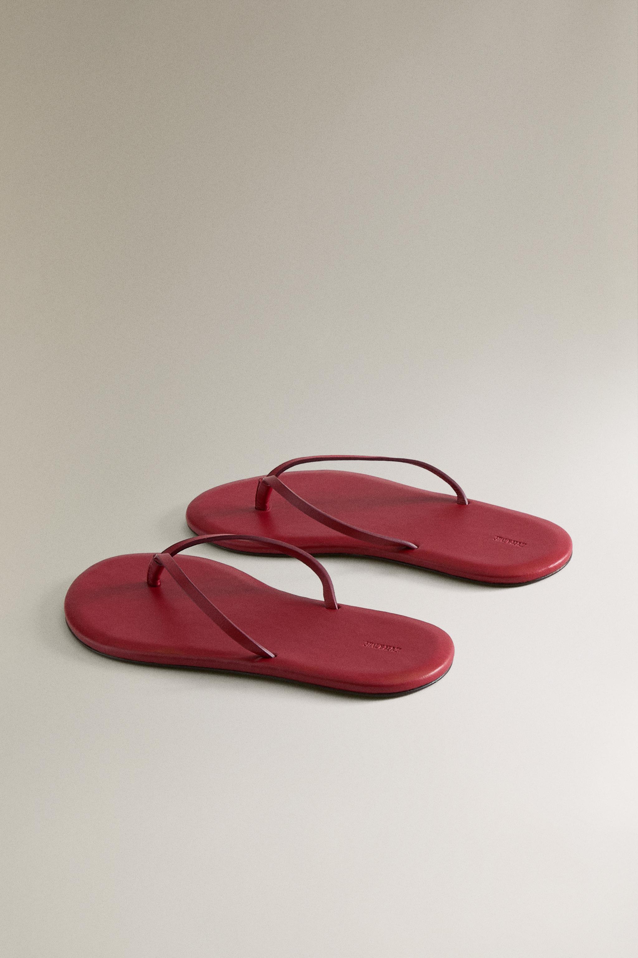 Женские сандалии Zara MINIMAL LEATHER SANDALS — фото 4