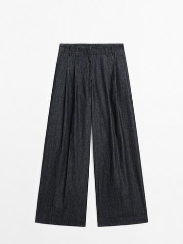 Jeans wide leg tiro alto - Azul de Zara