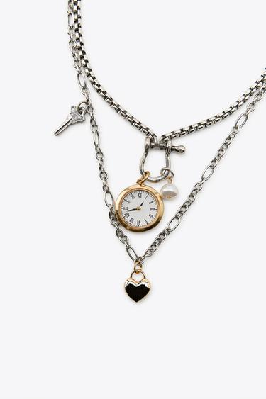 PACK OF 3 WATCH AND CHARM NECKLACES - Silver by Zara - Image 5