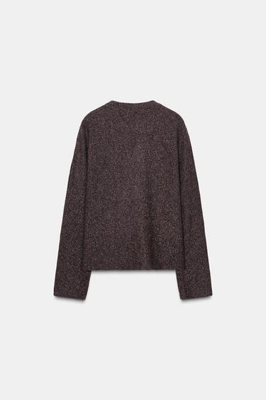 Zara SOFT LONG SLEEVE SWEATSHIRT - Brown marl