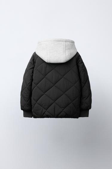 BLOUSON REMBOURRÉ À CAPUCHE BIMATIÈRE - Gris anthracite de Zara - Image 3