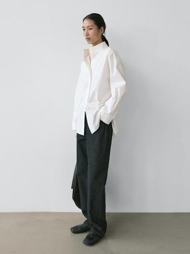 Jean straight décontracté taille haute - Bleu de Zara