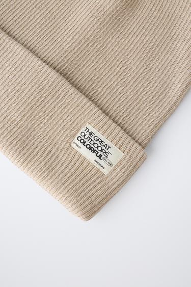 RIBBED KNIT BEANIE WITH LABEL - Ice by Zara - Image 2