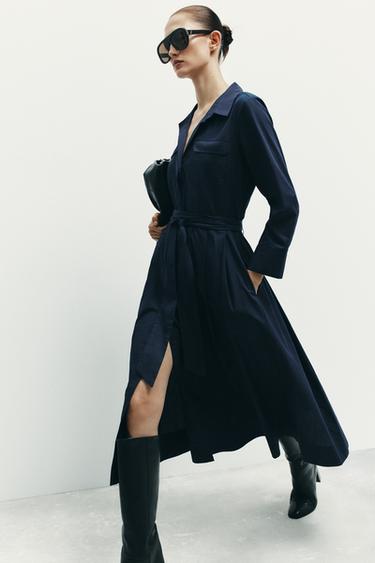 VESTIDO CAMISERO ZW COLLECTION - Marino de Zara