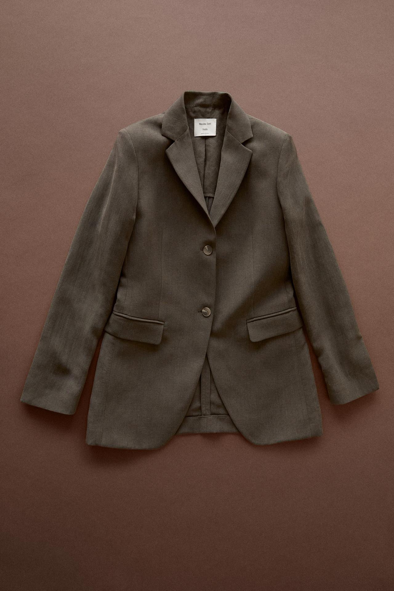 Tailored linen-blend blazer - STUDIO — Earth