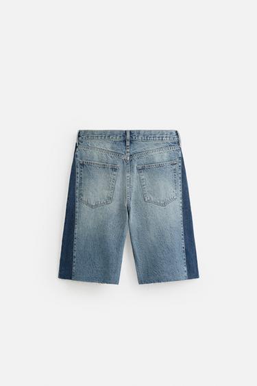 DENIM BERMUDA SHORTS WITH CONTRAST BANDS - Mid-blue by Zara - Image 6
