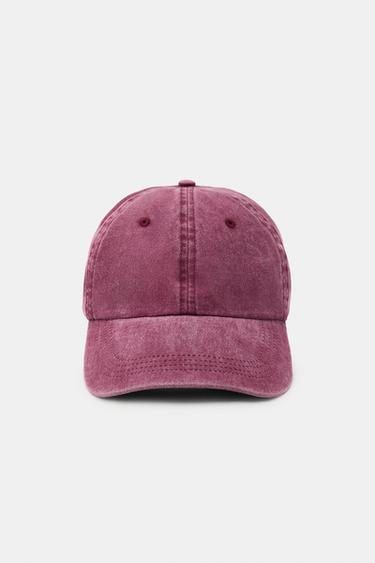 Zara 斜紋素面棒球帽 - 深粉紅色
