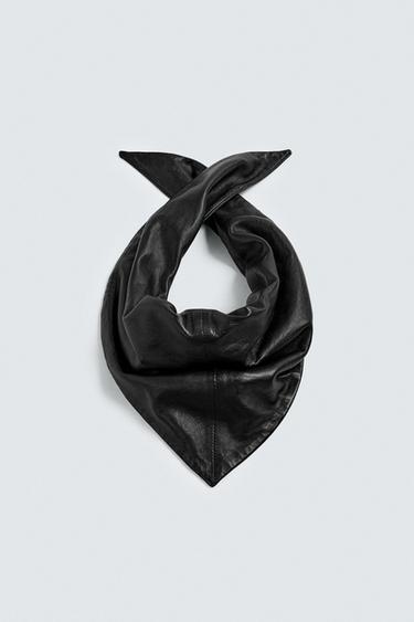 Zara LIMITED EDITION LEATHER BANDANA - Black