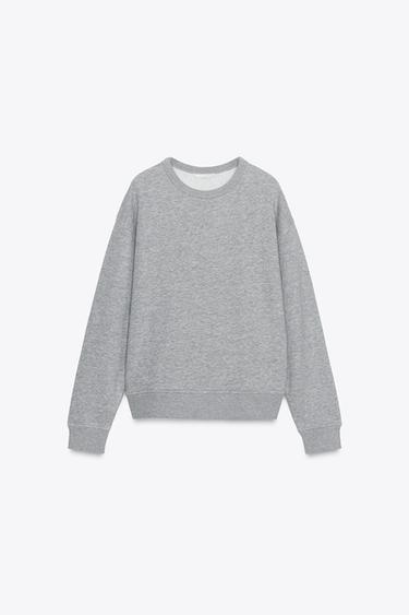 Zara RUSTIC RIB SWEATSHIRT - Gray marl