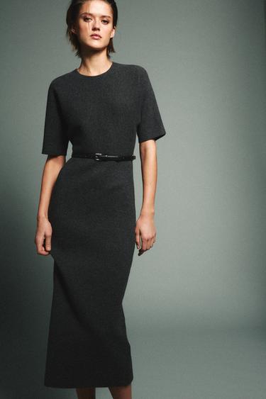 BELTED MIDI DRESS - Grey by Zara