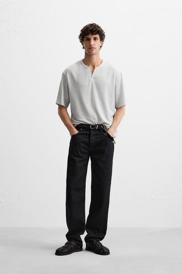 Zara HEMP - VISCOSE T-SHIRT - Light gray - Image 0