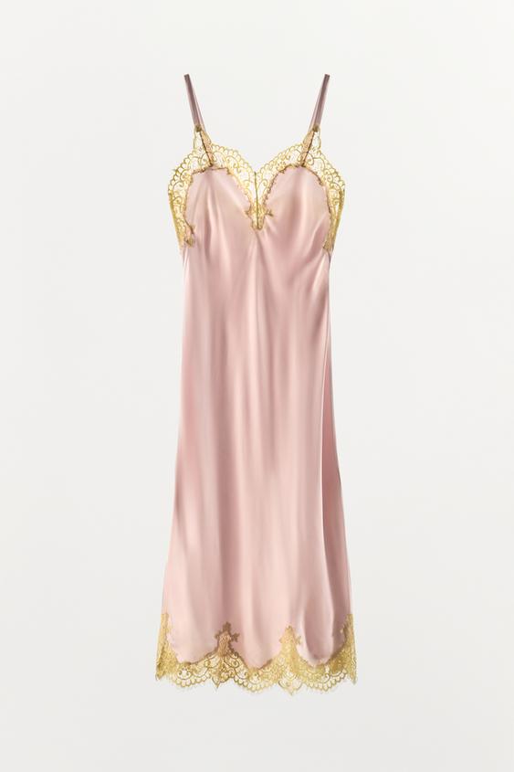 zara lace dress pink Zara - Ruffled Lace Dress - Pastel Pink - M