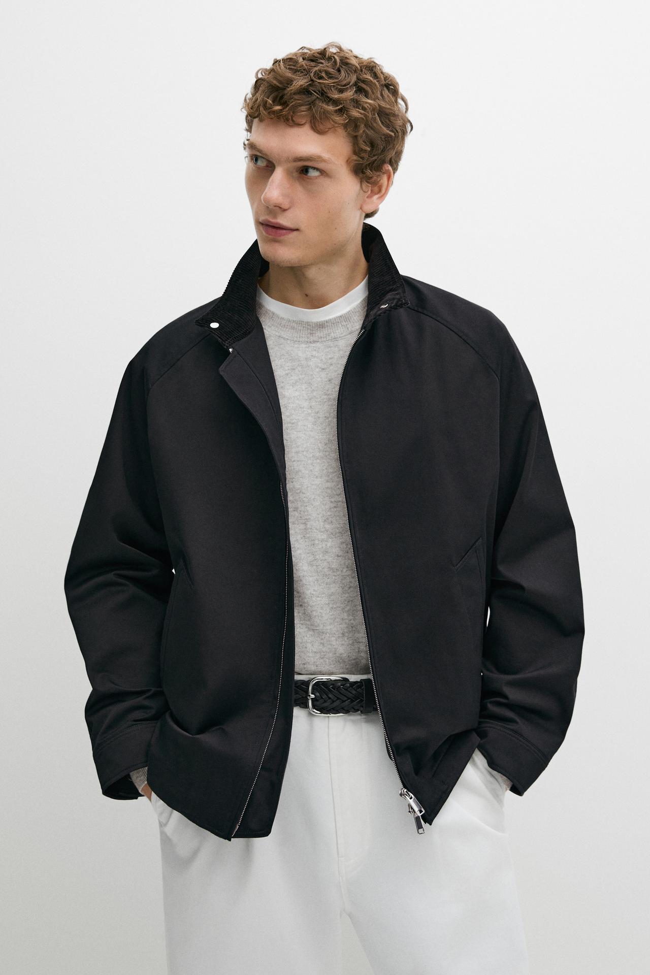 Bomber jacket with collar detail — Dark navy