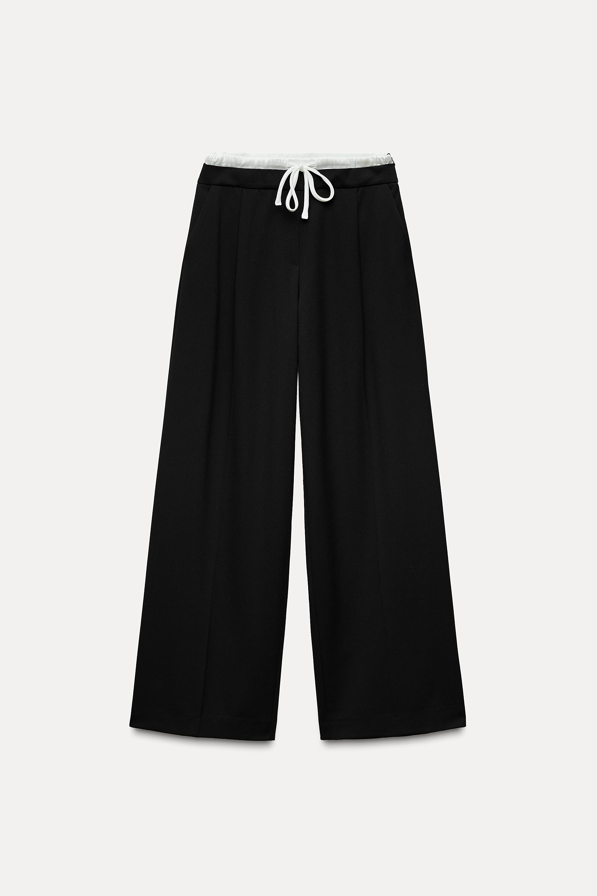Женские брюки Zara DOUBLE WAISTBAND WIDE-LEG TROUSERS — фото 7