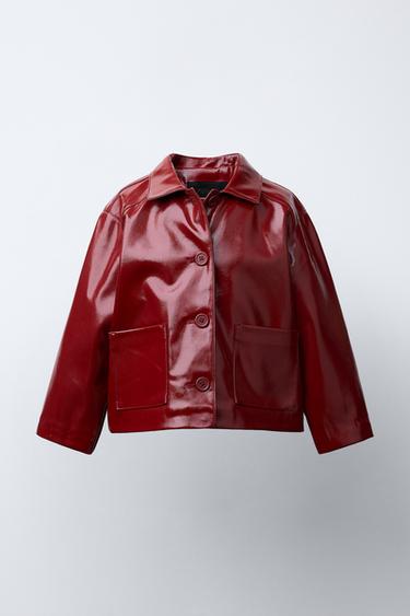 PATENT EFFECT JACKET - Burgundy by Zara