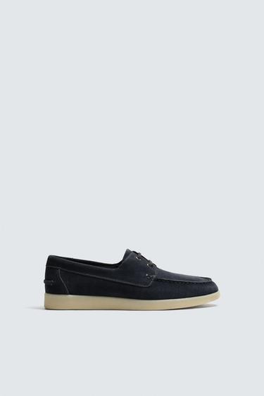 LEATHER DECK SHOES - Blue by Zara