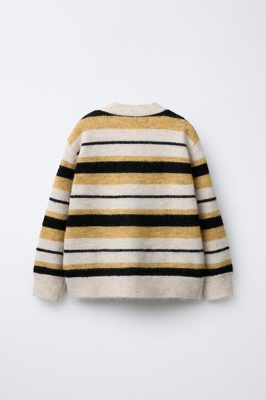STRIPED KNIT CARDIGAN - Sand / Black by Zara - Image 1