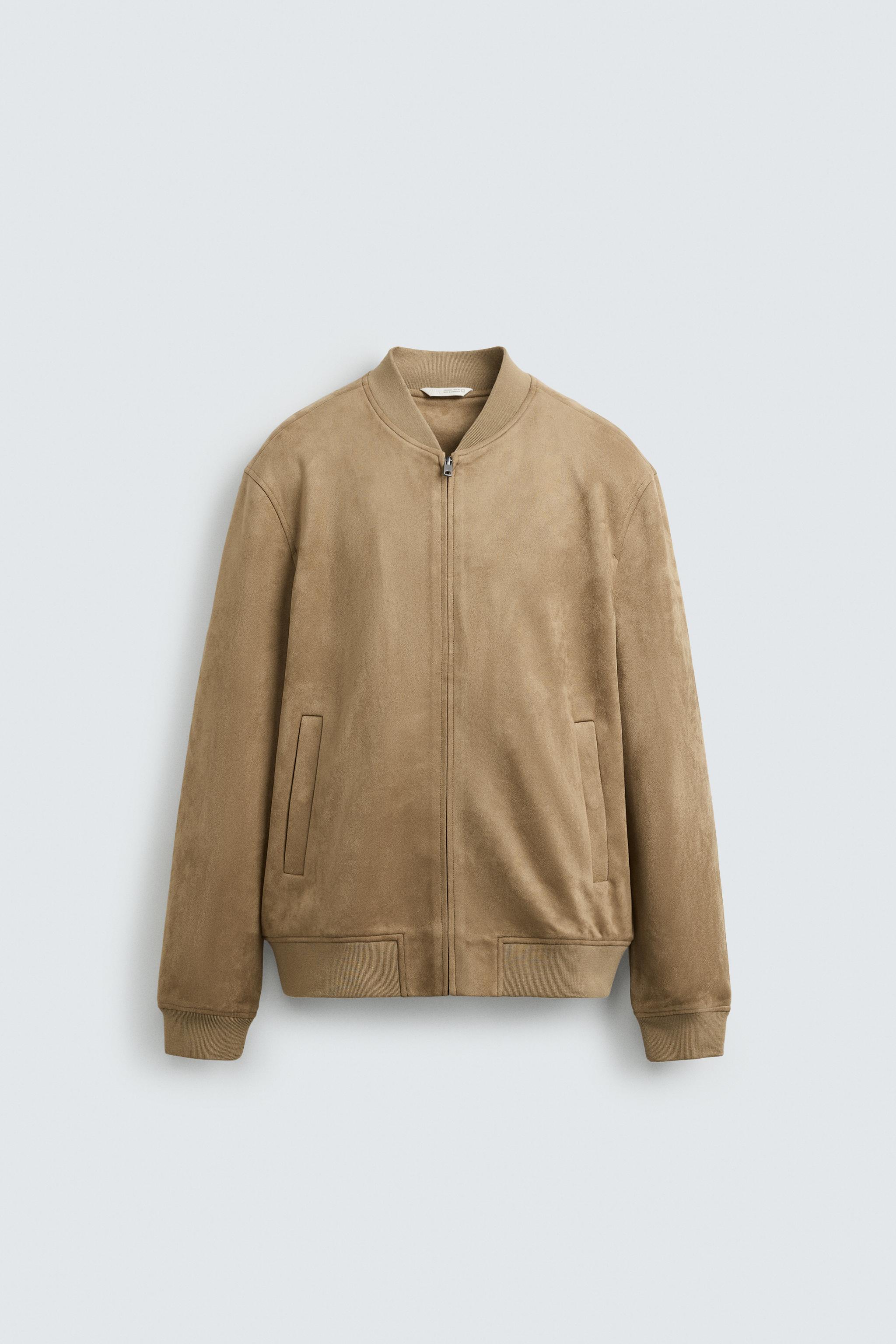 FAUX SUEDE BOMBER JACKET - Beige | ZARA India