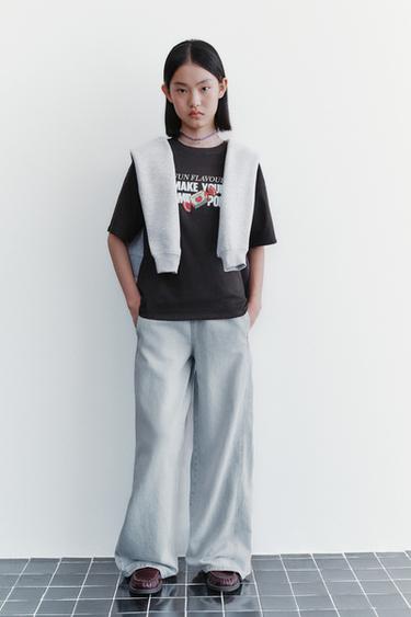 WIDE-LEG JEANS WITH DRAWSTRINGS - Grey by Zara