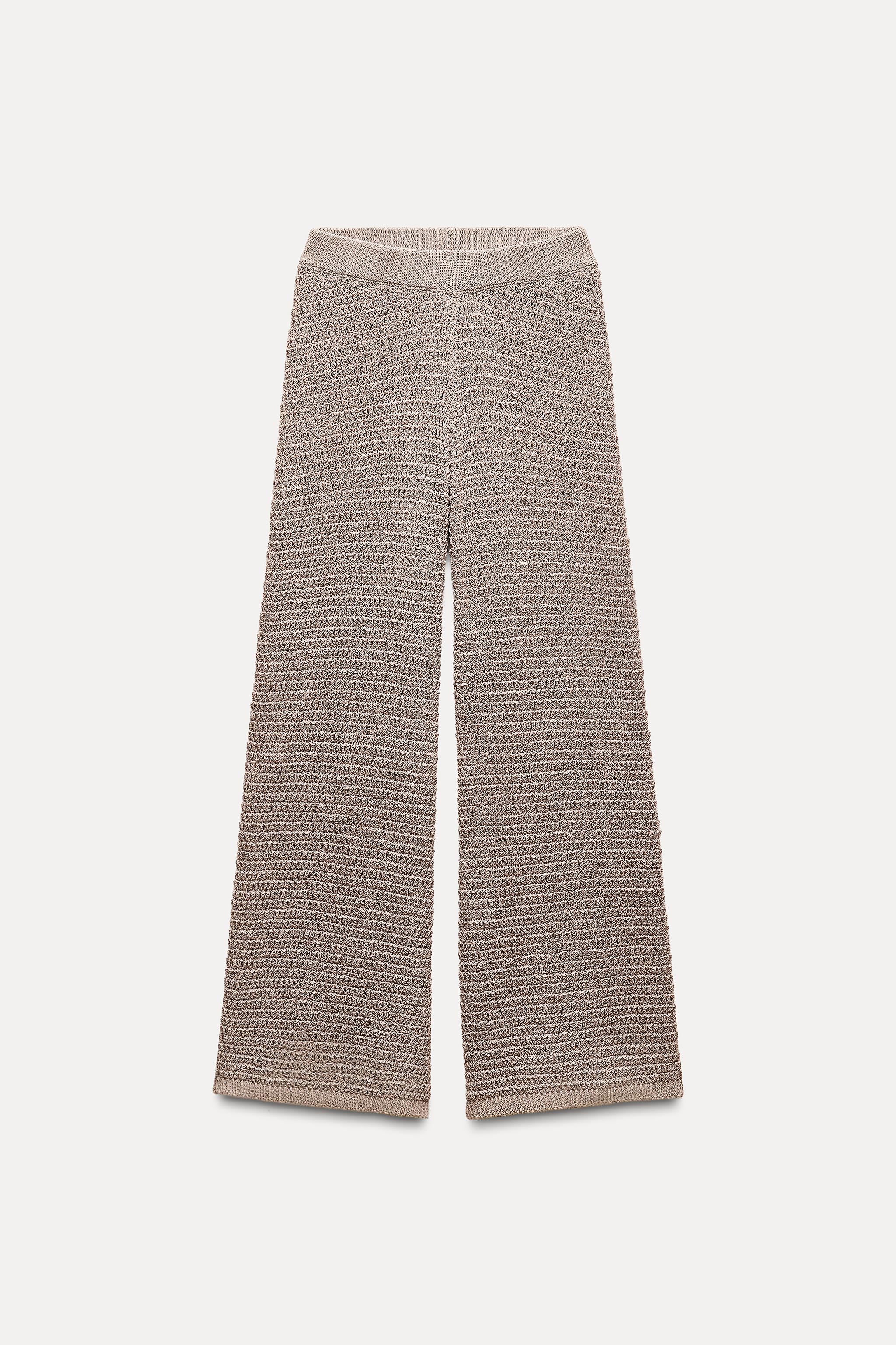 WIDE LEG KNIT PANTS Beige ZARA Canada