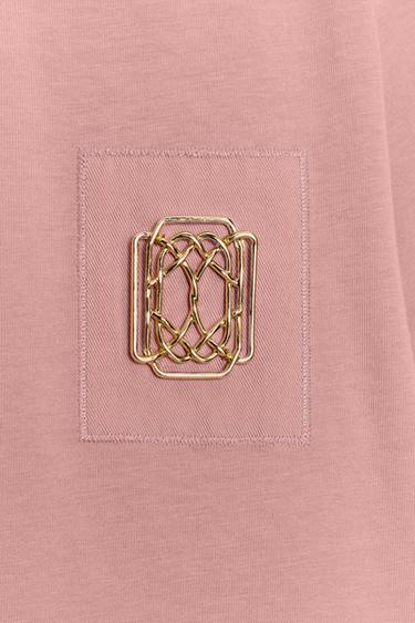 FADED-EFFECT EMBELLISHED T-SHIRT - Pink by Zara - Image 6