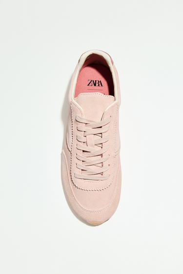 Zara CONTRAST LEATHER SNEAKERS - Pink