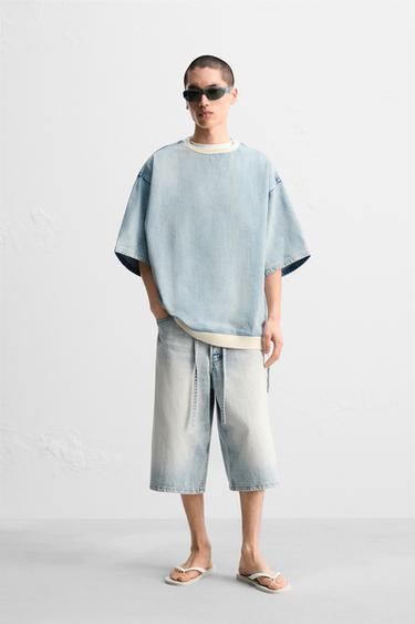 DENIM ZIP-UP SWEATSHIRT - Light blue by Zara
