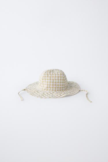 Zara GINGHAM BUCKET HAT - Light green - Image 0