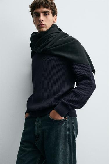 RIBBED TEXTURE SWEATER - Navy blue by Zara - Image 4
