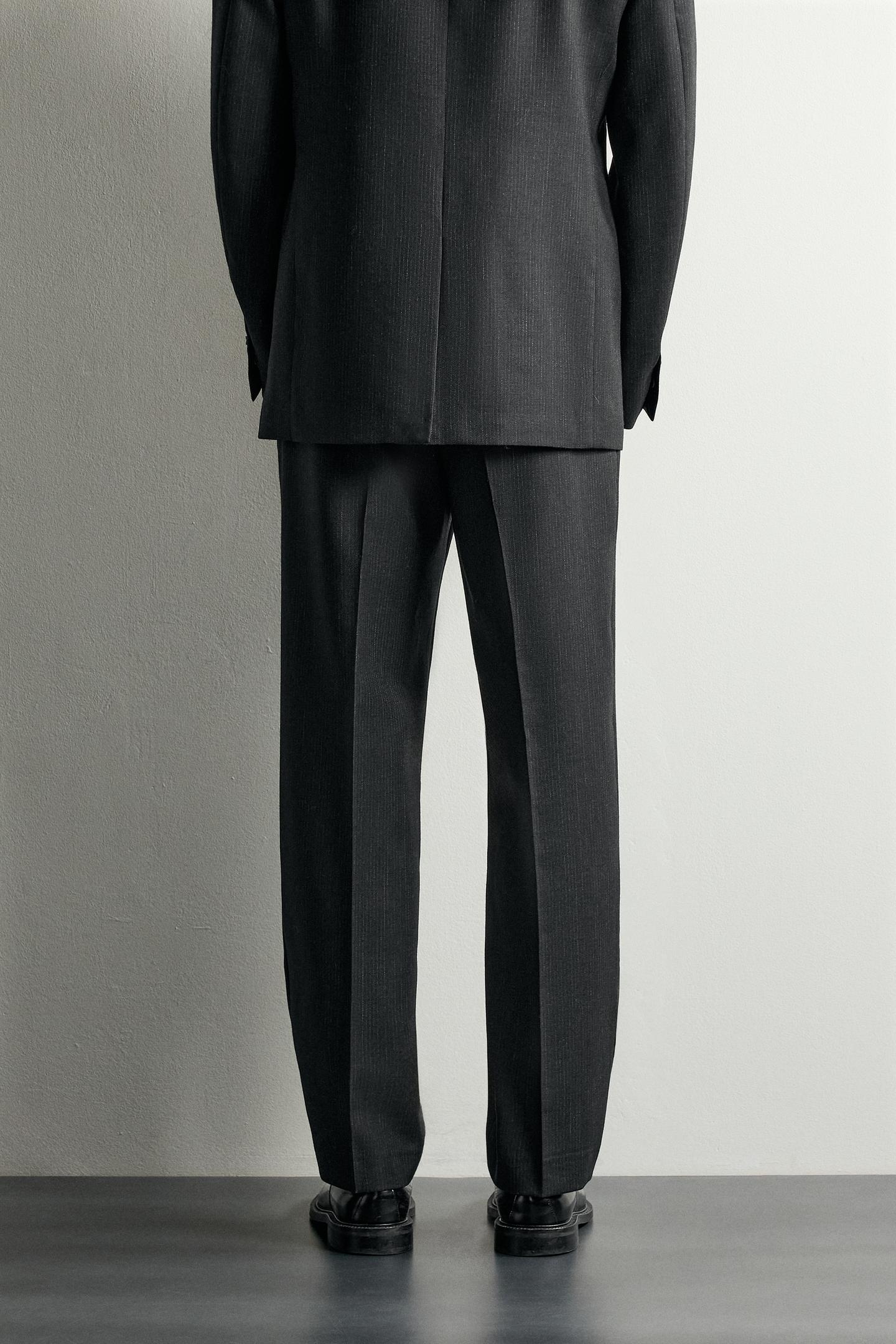 Мужские брюки Zara 100% Wool Manteco® Suit, цвет: Антрацитовый серый — фото 3