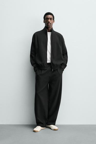 Zara 雙面針織拉鍊運動衫 - 黑色