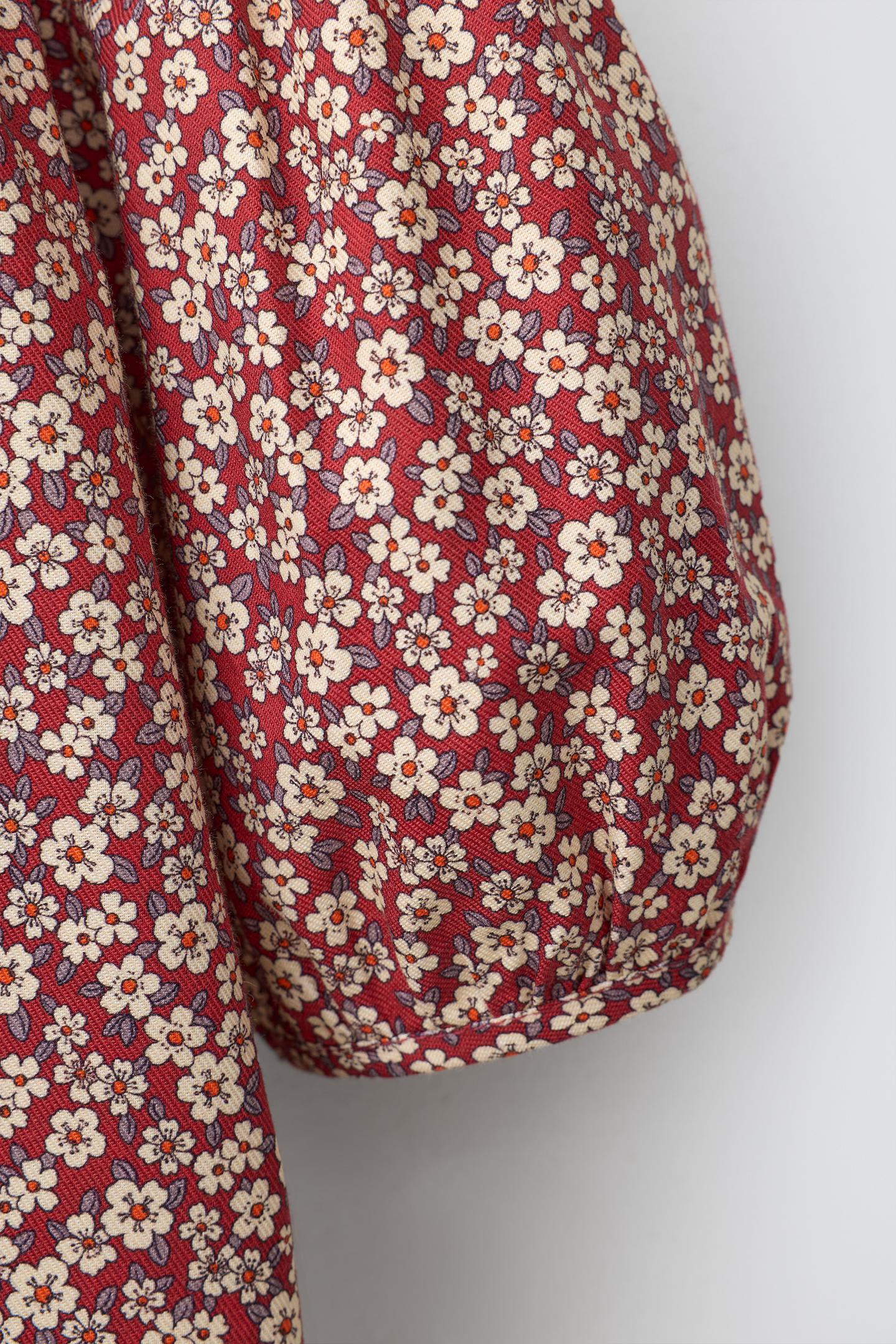 Детское платье Zara Floral Print, цвет: Тёмно-бордовый — фото 4