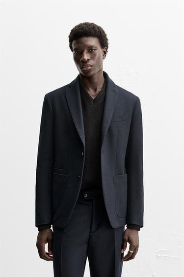 FLANNEL SUIT BLAZER - Navy blue by Zara