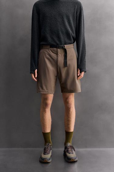 Zara TECHNICAL CARGO SHORTS - Brown