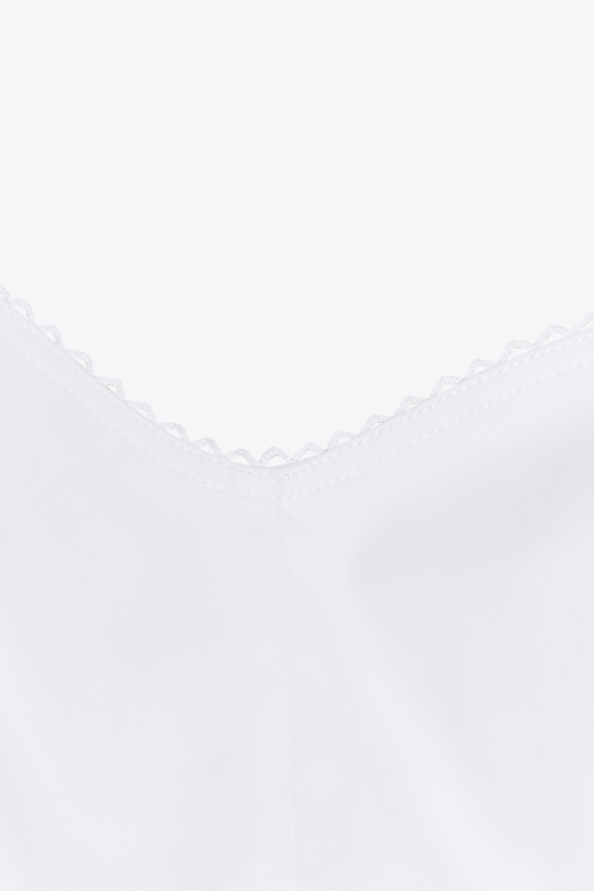 レーストリム付きショート丈ワンピース - ホワイト | ZARA Japan