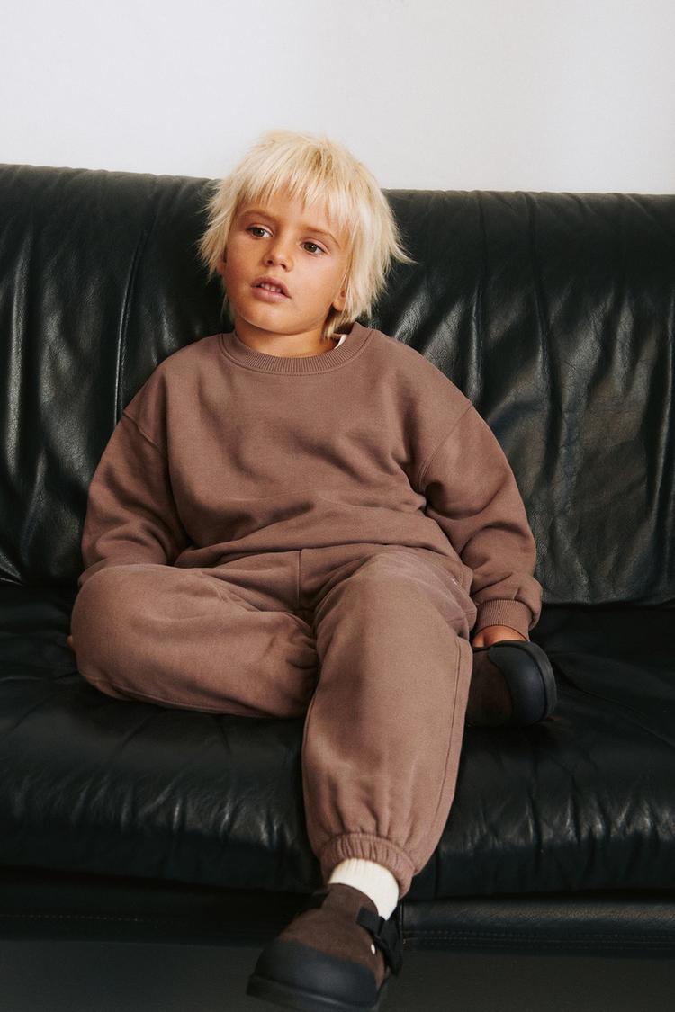 SOLID SWEATSHIRT AND JOGGER PANTS SET — Dusty pink